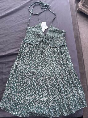Angie Green Printed Backless Halter Dress
